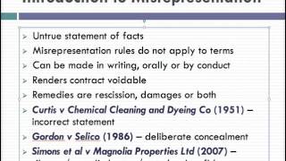 Misrepresentation Lecture 1 of 4 [upl. by Meehar]